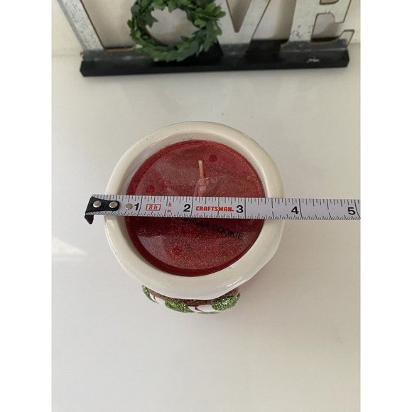 Kohls Vintage Christmas Candle‎ With Big Candy Cane "C" Red w Green Glitter NWT - Picture 12 of 16